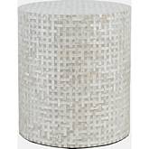 Global Archive Small Capiz Accent Side Table in Grey Basketweave